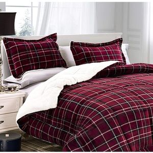 Plaid Micromink Sherpa-Backing Premium Quality Down Alternative Comforter Set 3